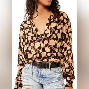 Free People Mia Long Sleeve V-neck Oversized Pullover Tunic